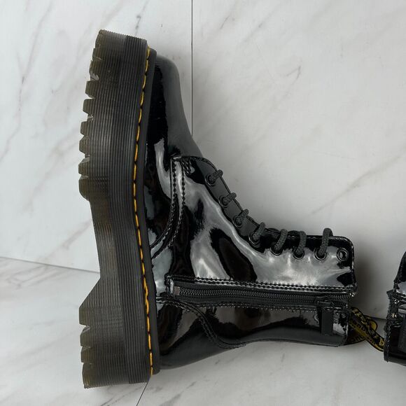 Dr. Doc Martens Jadon Womens Size 6 Black Patent Leather Platform Combat Boots - Picture 5 of 8